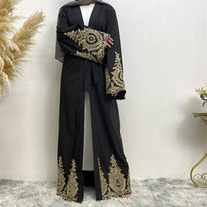 Safa abaya with gold lace border on hem and sleeves