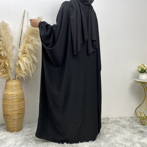 Fiza Farasha abaya in nidha fabric, loose fit design with elasticated batwing sleeves
