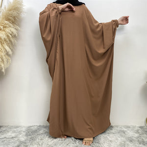 Fiza Farasha abaya in soft nidha fabric with loose fit and batwing sleeves