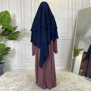 3 layer diamond khimar with built-in niqab and tie backs