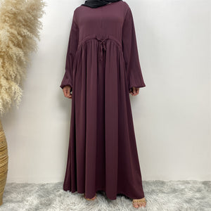 Closed abaya with partway front zip for nursing access