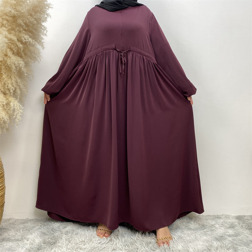 Closed abaya with partway front zip for nursing access