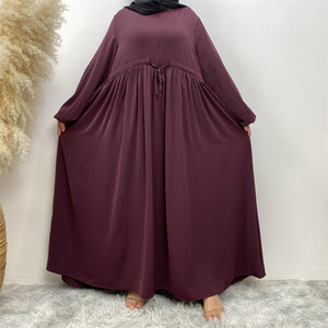 Closed abaya with partway front zip for nursing access