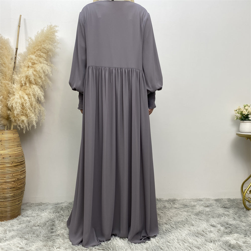 Hannah Grey Georgette Closed Umbrella Abaya