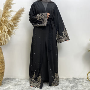 Flowing Ameerah abaya for special occasions with pearl details