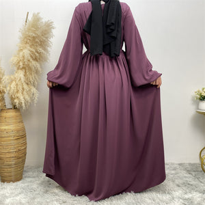 Closed abaya with partway front zip for nursing access