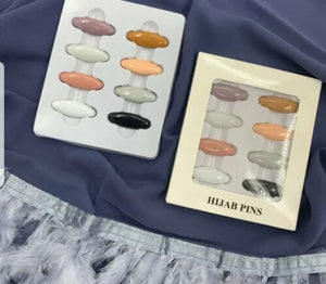 Hijab safety pin 8 piece set in assorted colours, designed for secure and snag-free hijab fastening