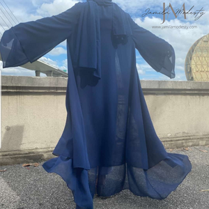 Flowy layered chiffon abaya for weddings and occasions