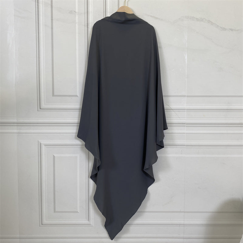 Modest khimar with tie-back strings and built-in niqab option