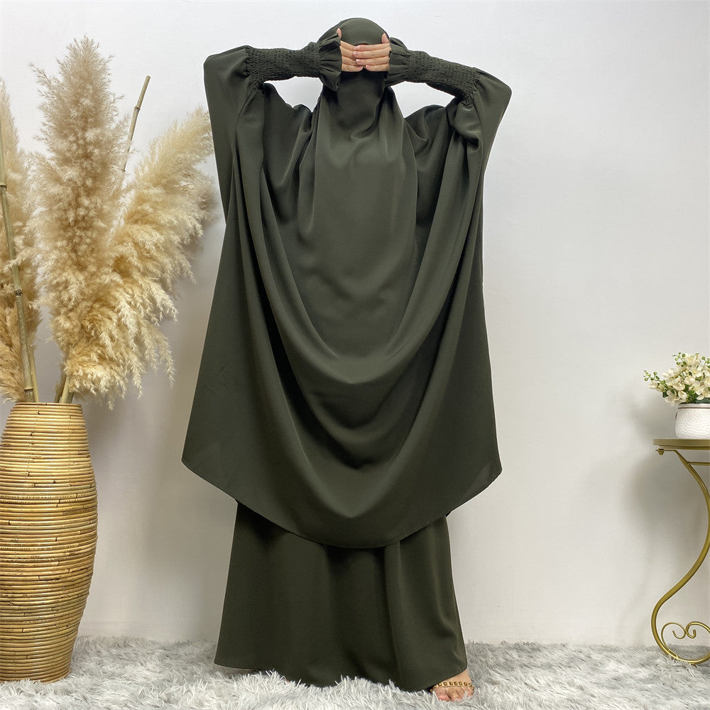 Two piece khimar jilbab abaya set with skirt and niqab