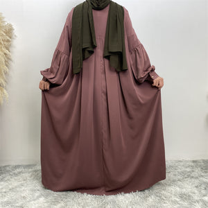 Aqsa Abaya with full flare pleated cut in premium Nida fabric