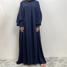 Load image into Gallery viewer, Aqsa Navy Blue Closed Full Flare Abaya
