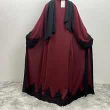 Load image into Gallery viewer, Aneeka Burgundy Maroon Open Abaya EXCLUSIVE BY JM
