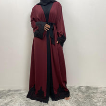 Load image into Gallery viewer, Aneeka Burgundy Maroon Open Abaya EXCLUSIVE BY JM
