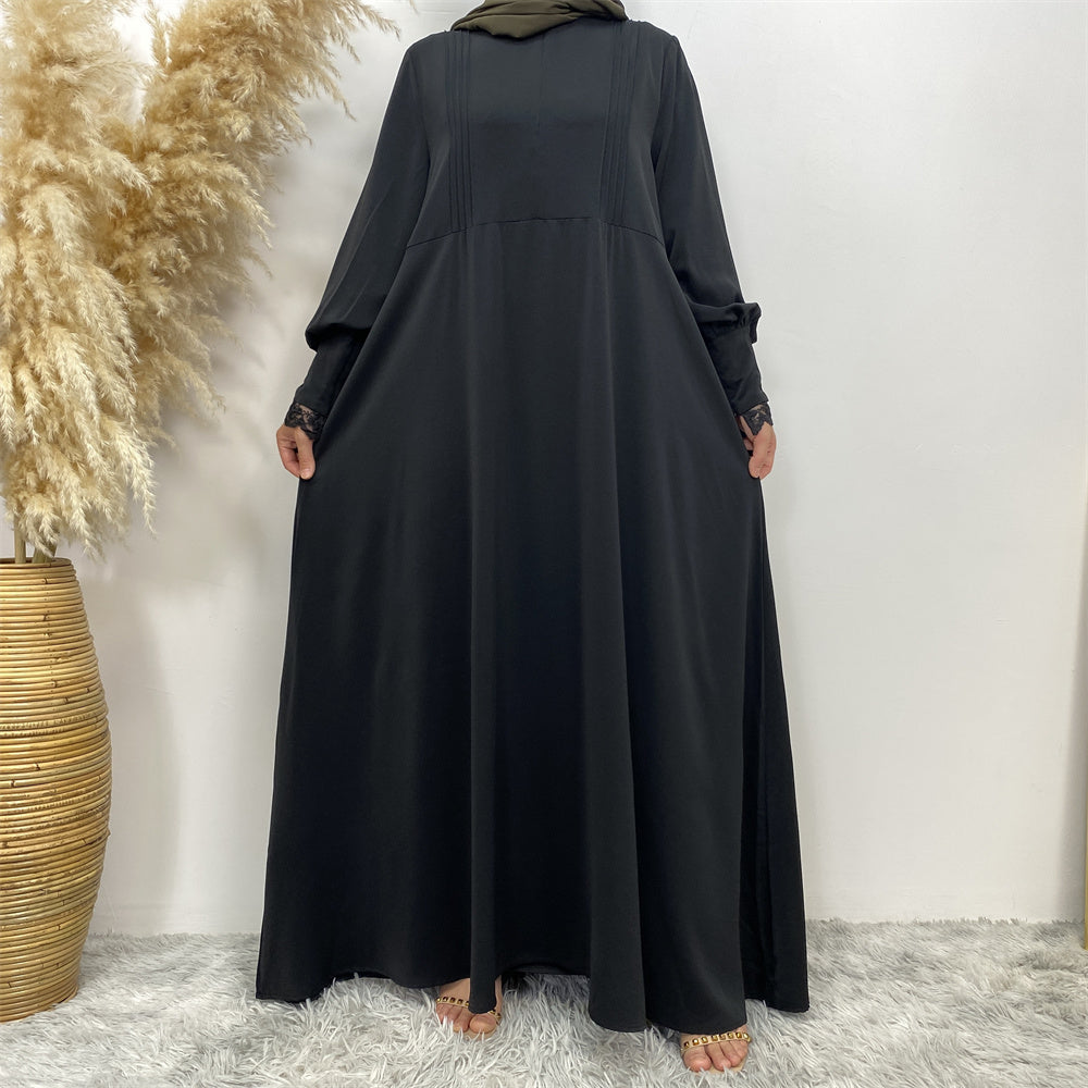 legant lace trim detail on Falak abaya for a refined modest fashion look