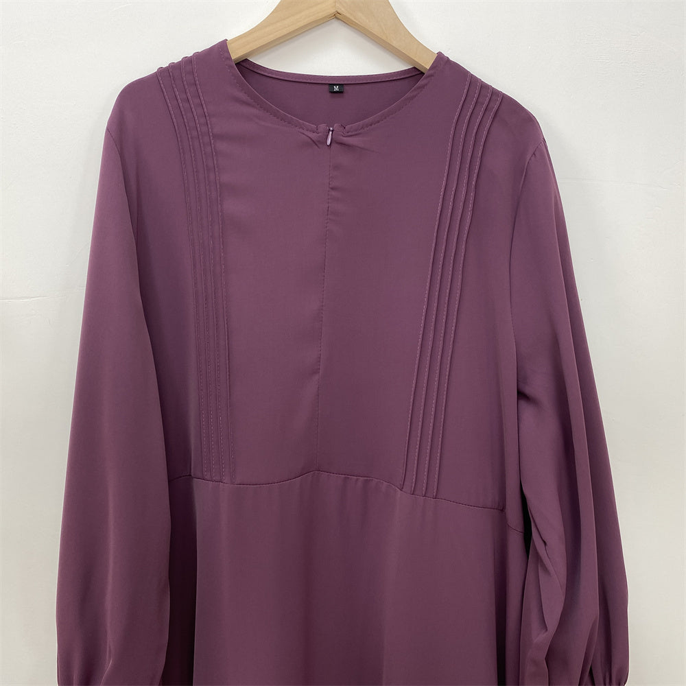 Falak abaya in nidha fabric with full flare umbrella cut and lace trim