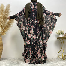 Load image into Gallery viewer, Saba Floral Batwing Black Chiffon Georgette Open Bisht Abaya
