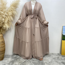 Load image into Gallery viewer, Gazala Georgette Chiffon Nude Open Abaya
