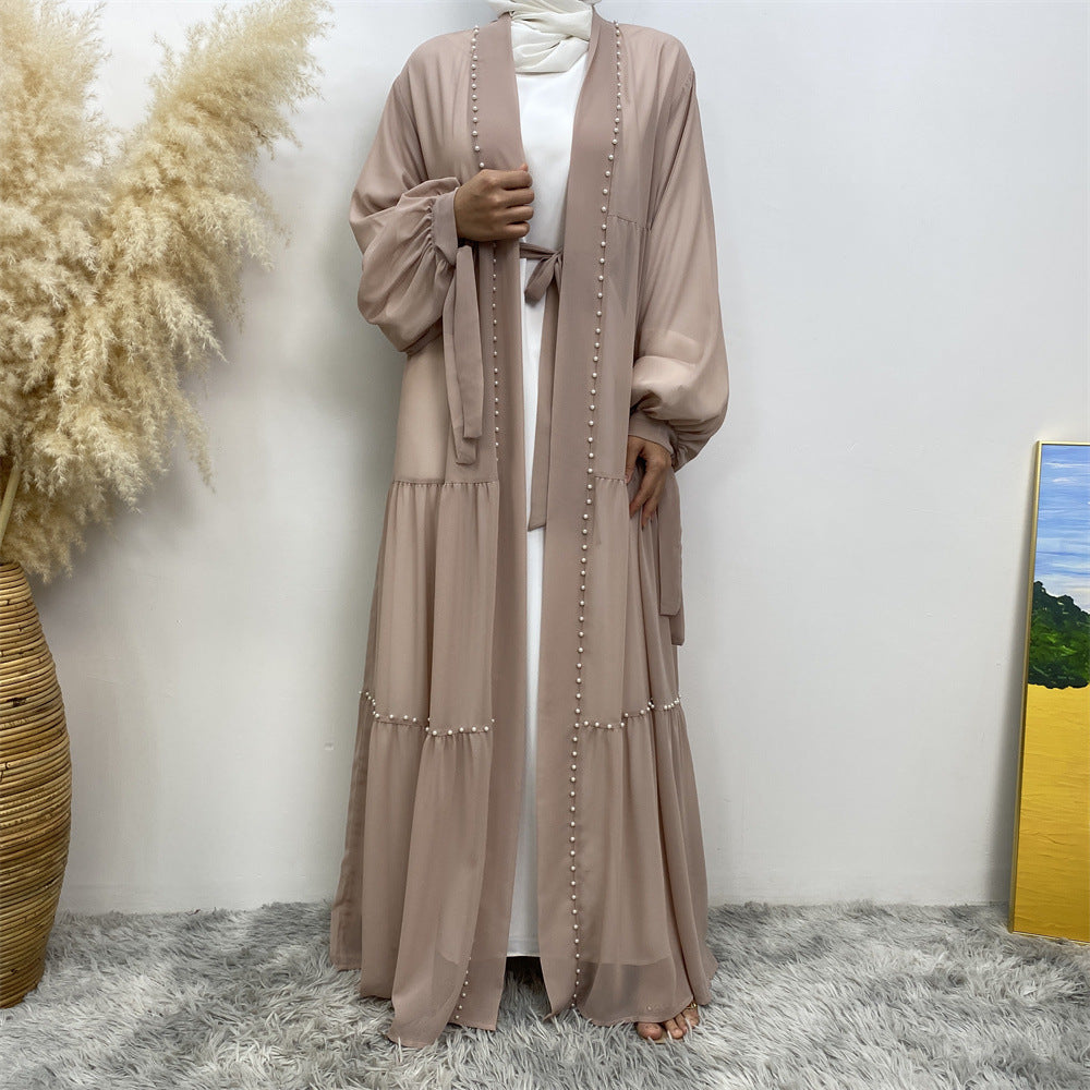 Gazala Georgette Chiffon Nude Open Abaya