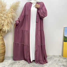 Load image into Gallery viewer, Gazala Georgette Chiffon Pearl Mauve Purple Open Abaya
