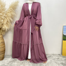 Load image into Gallery viewer, Gazala Georgette Chiffon Pearl Mauve Purple Open Abaya

