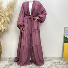 Load image into Gallery viewer, Gazala Georgette Chiffon Pearl Mauve Purple Open Abaya

