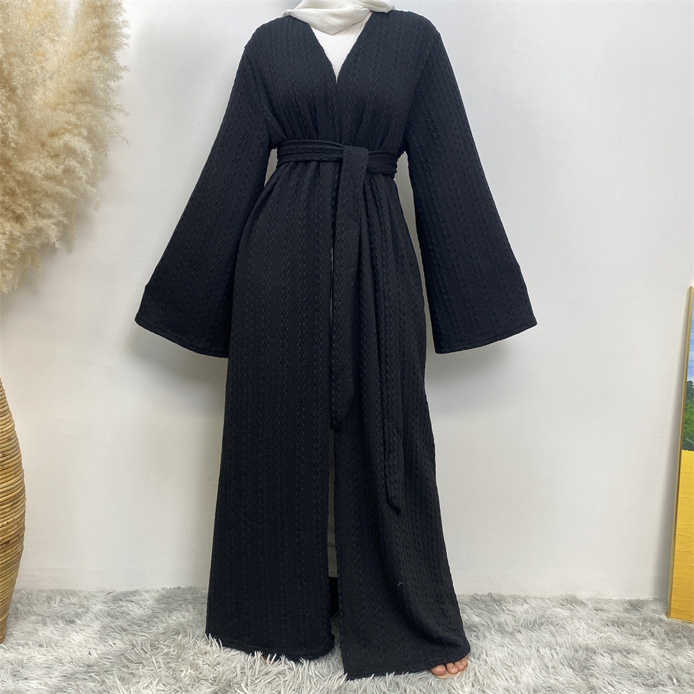 Modest winter coatigan with wide wudu-friendly sleeves
