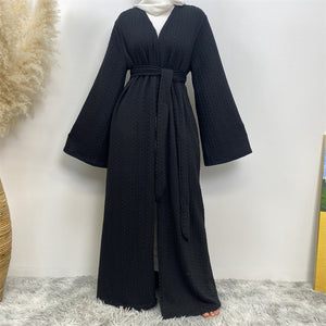 Modest winter coatigan with wide wudu-friendly sleeves