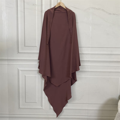One layer khimar with niqab feature in premium Nida fabric
