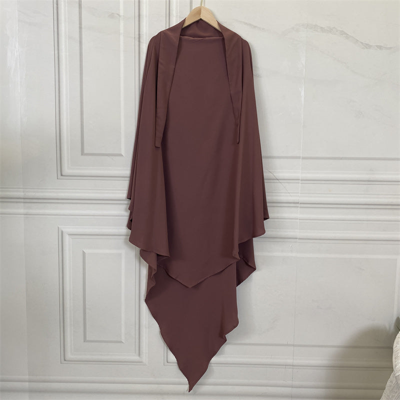 One layer khimar with niqab feature in premium Nida fabric