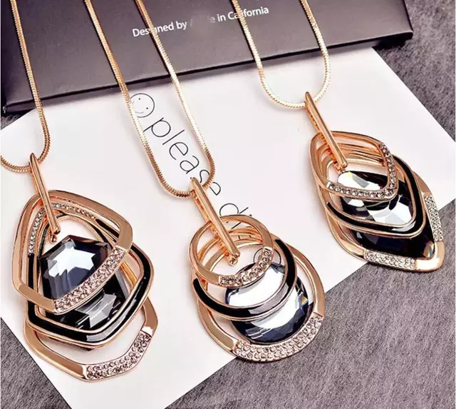 Long Gold Layered Ring Abaya Necklace