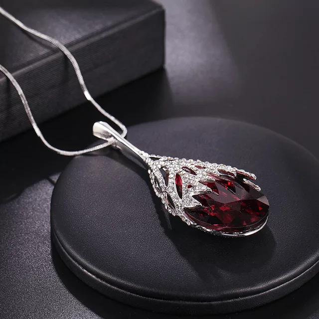 Long Ruby Drop Abaya Necklace