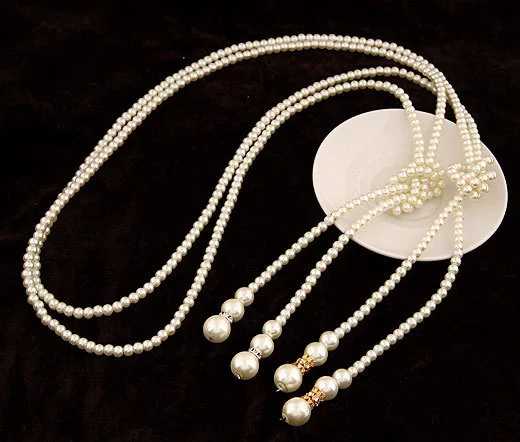 Long Faux Pearl Adjustable Abaya Necklace