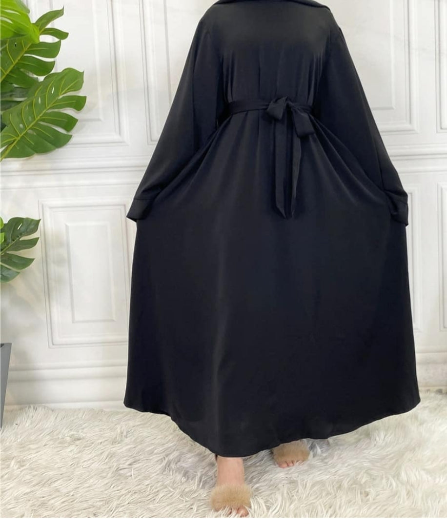 Hira Black Closed Abaya