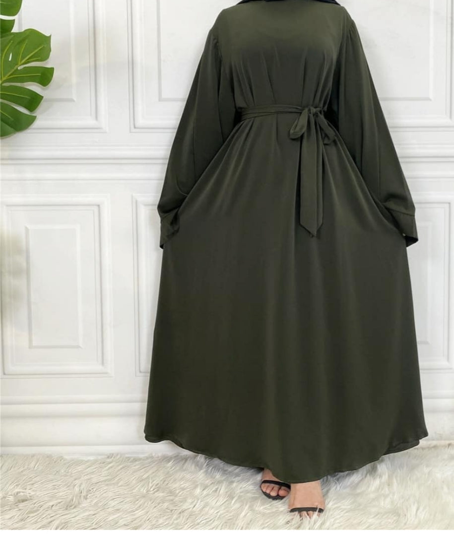 Hira Khaki Closed Abaya