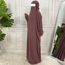 Load image into Gallery viewer, One piece Khimar/Jilbab Mauve Closed Abaya
