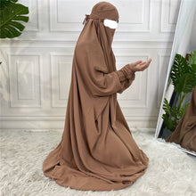 Load image into Gallery viewer, One piece Khimar/Jilbab Caramel Closed Abaya
