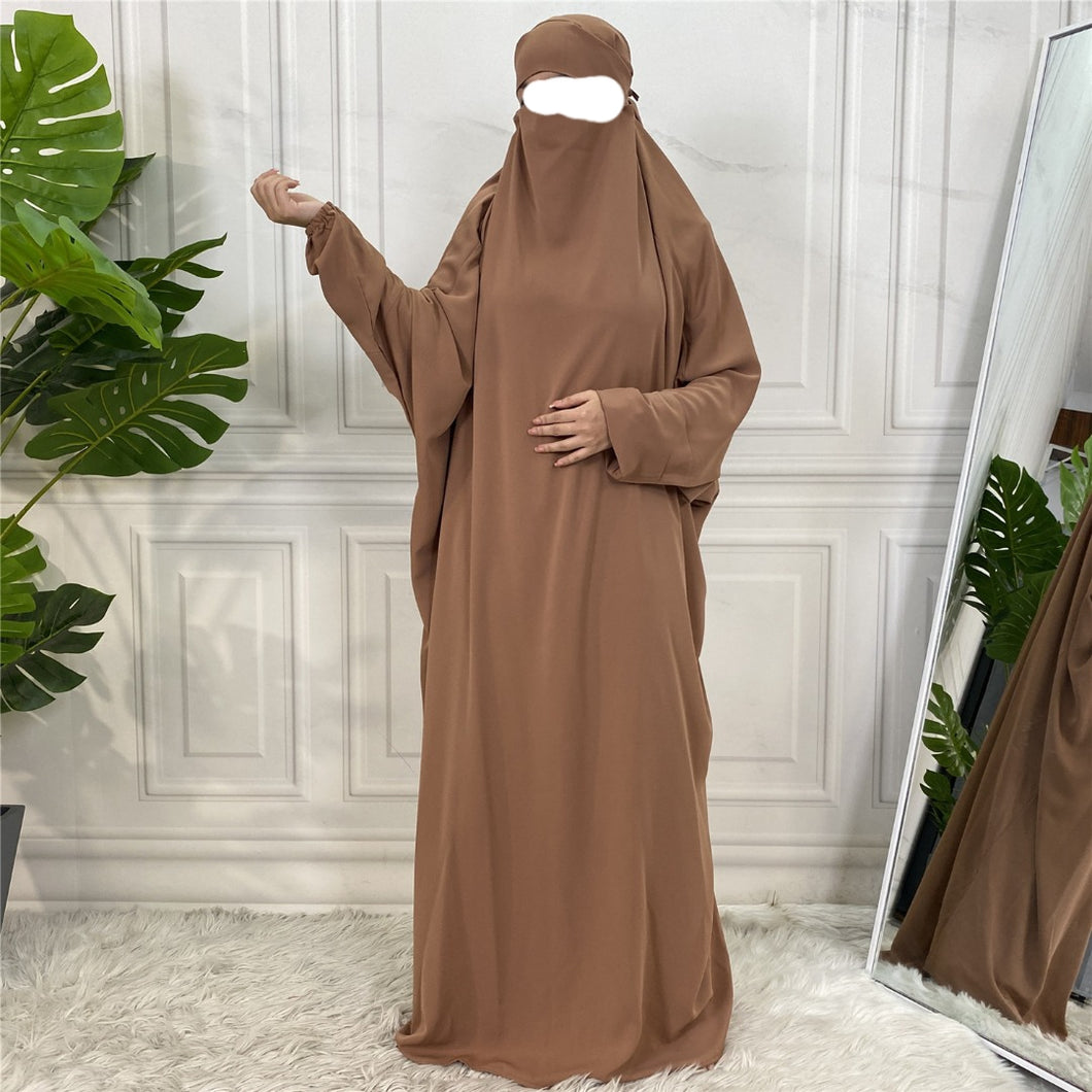 One piece Khimar/Jilbab Caramel Closed Abaya