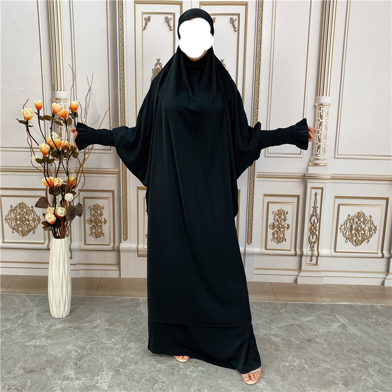 Two piece Khimar/Jilbab Black Closed Abaya