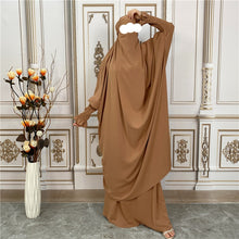 Load image into Gallery viewer, Two piece Khimar/Jilbab Caramel Closed Abaya
