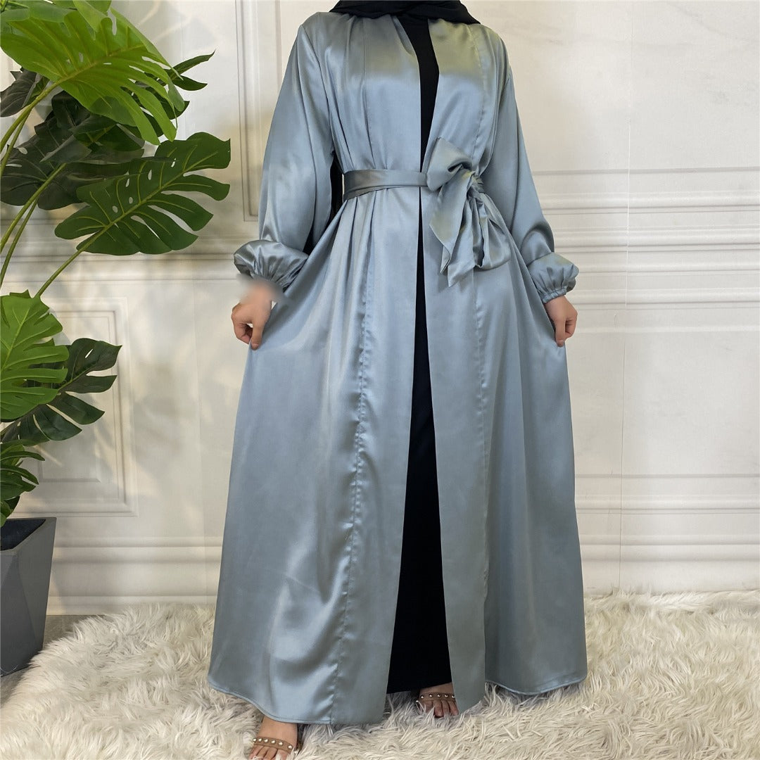 Zara Blue Satin Open Abaya