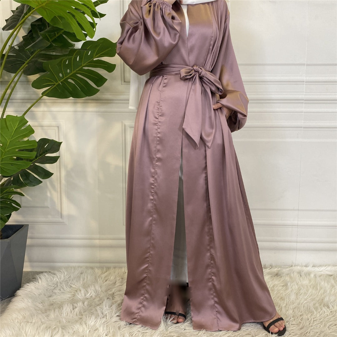 Zara Mauve Satin Open Abaya