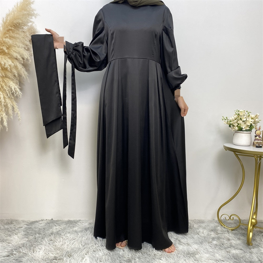 Hina Heavy Duchess Satin Black Closed Abaya