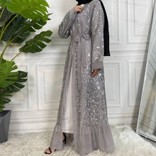 Load image into Gallery viewer, Kinza Silver Open Abaya
