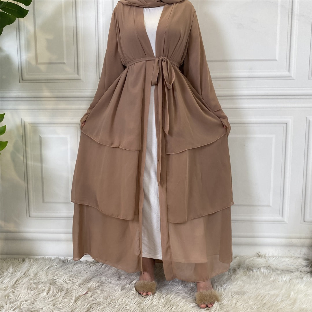 Malaika 3 Tier Caramel Open Abaya
