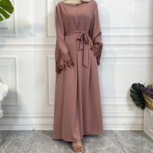 Load image into Gallery viewer, Aira Dusty Pink Lace Closed Zip Abaya

