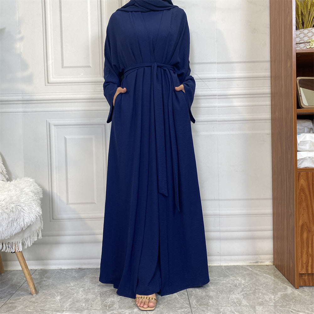 Maha Navy Blue 3 Piece Abaya Set