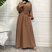 Load image into Gallery viewer, Dina Caramel Elasticated Sleeve Closed Abaya
