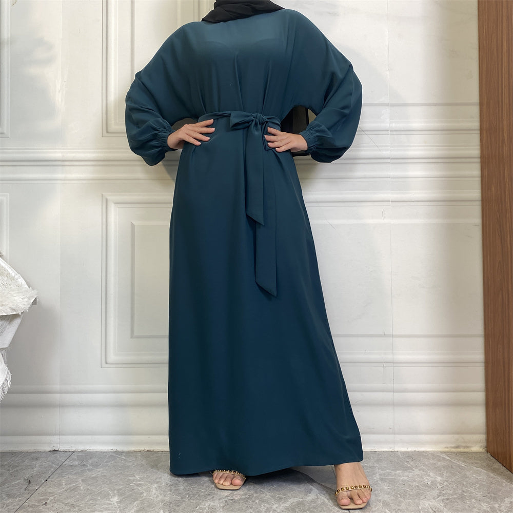 Dina Emerald Green Elasticated Sleeve Closed Abaya