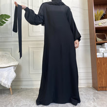 Load image into Gallery viewer, Dina Black Elasticated Sleeve Closed Abaya
